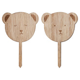Wooden Teddy Bear Cupcake Toppers